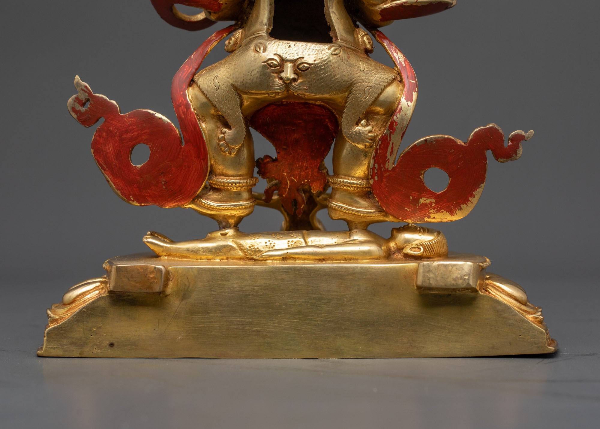 Sakya Mahakala Statue | Tibetan Buddhist Protector in Gold Gilding