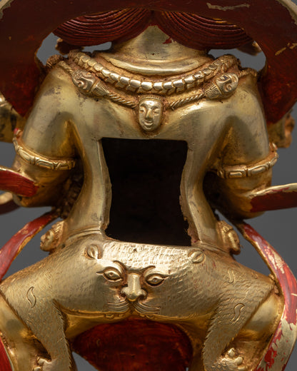 Sakya Mahakala Statue | Tibetan Buddhist Protector in Gold Gilding