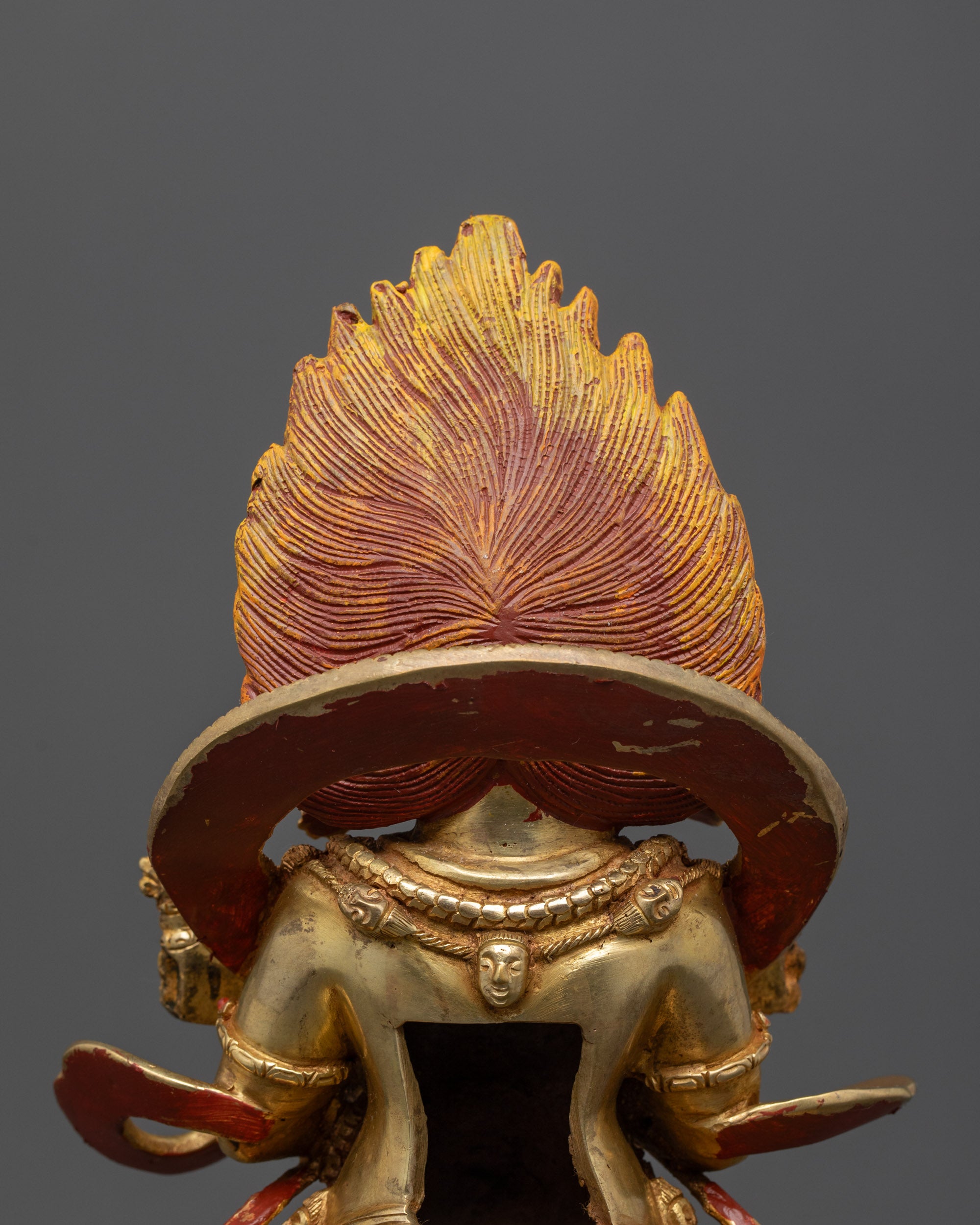 Sakya Mahakala Statue | Tibetan Buddhist Protector in Gold Gilding