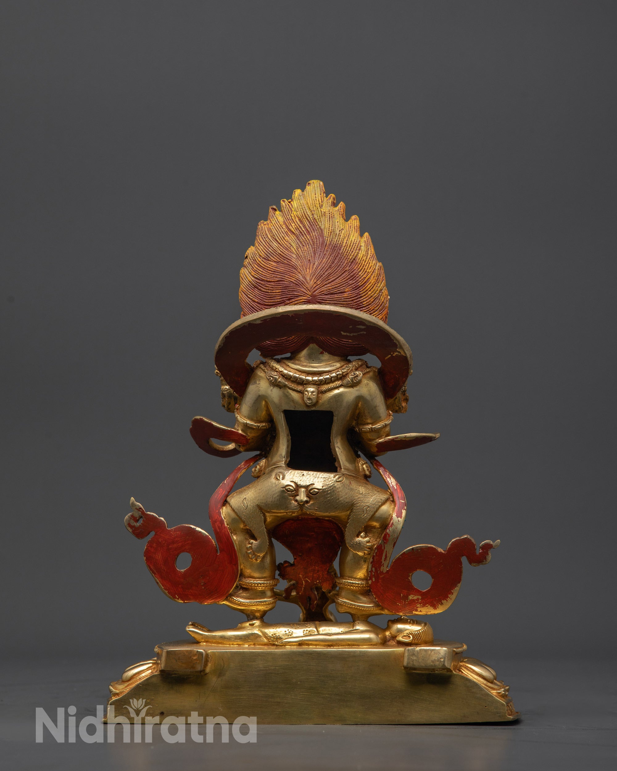 Sakya Mahakala Statue | Tibetan Buddhist Protector in Gold Gilding
