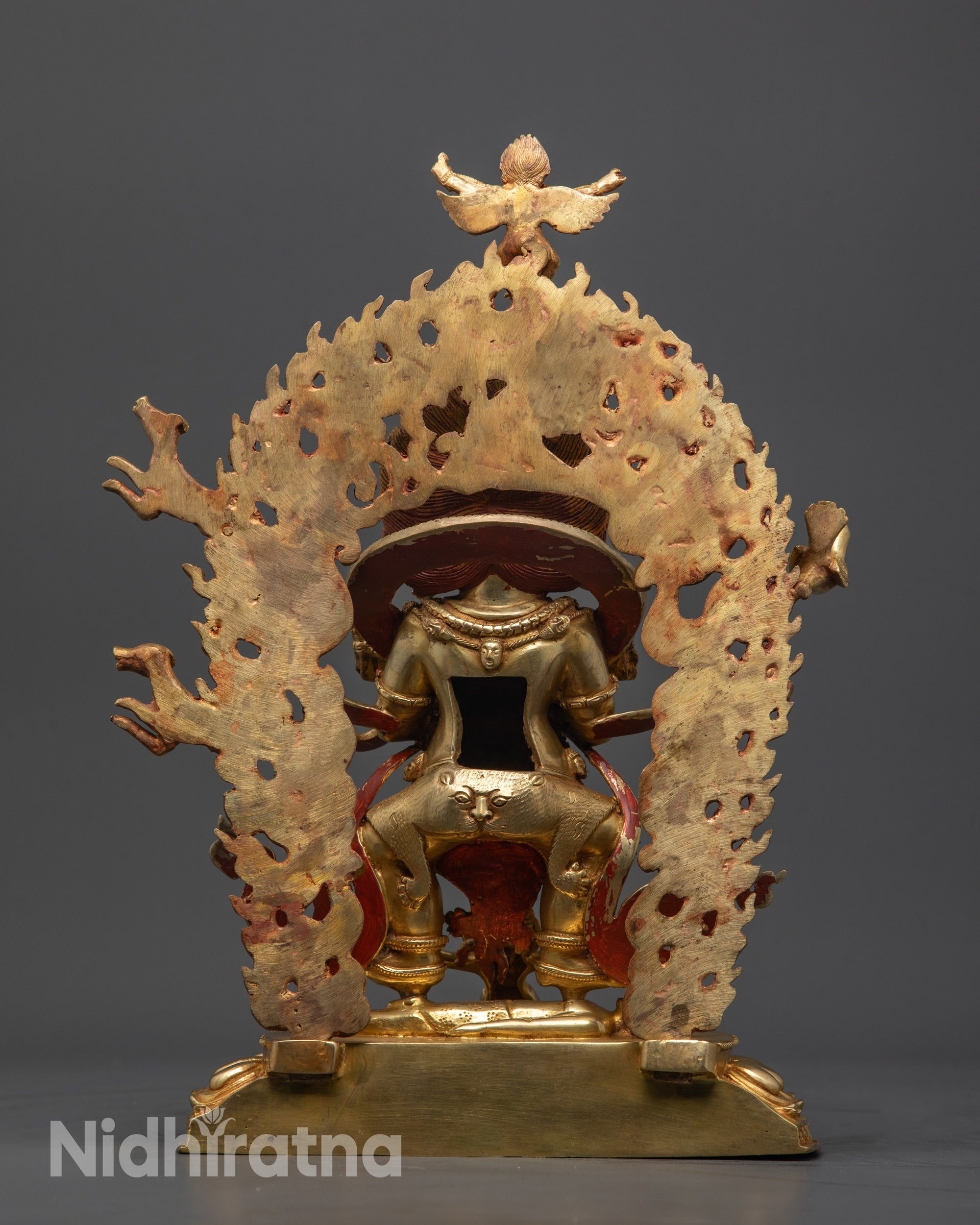 Sakya Mahakala Statue | Tibetan Buddhist Protector in Gold Gilding