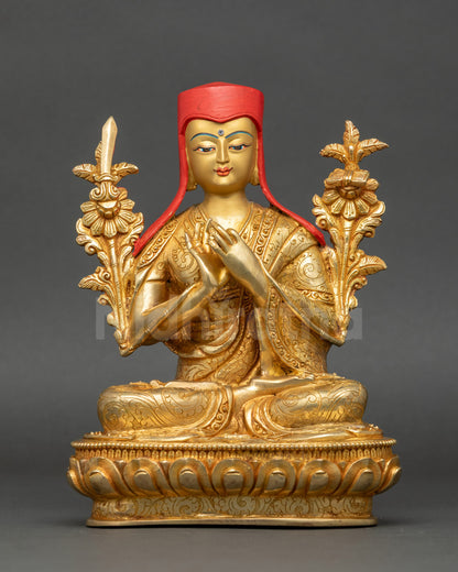 Sakya Pandita Statue handcrafted in Nepal gold-accented meditation figure