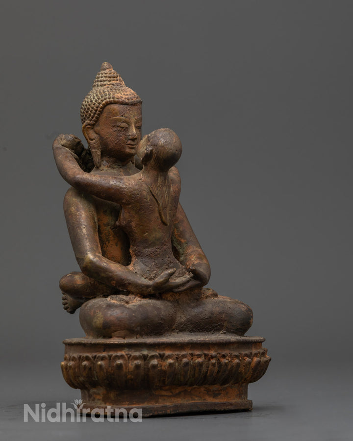 Antique Oxidized Samantabhadra Statue