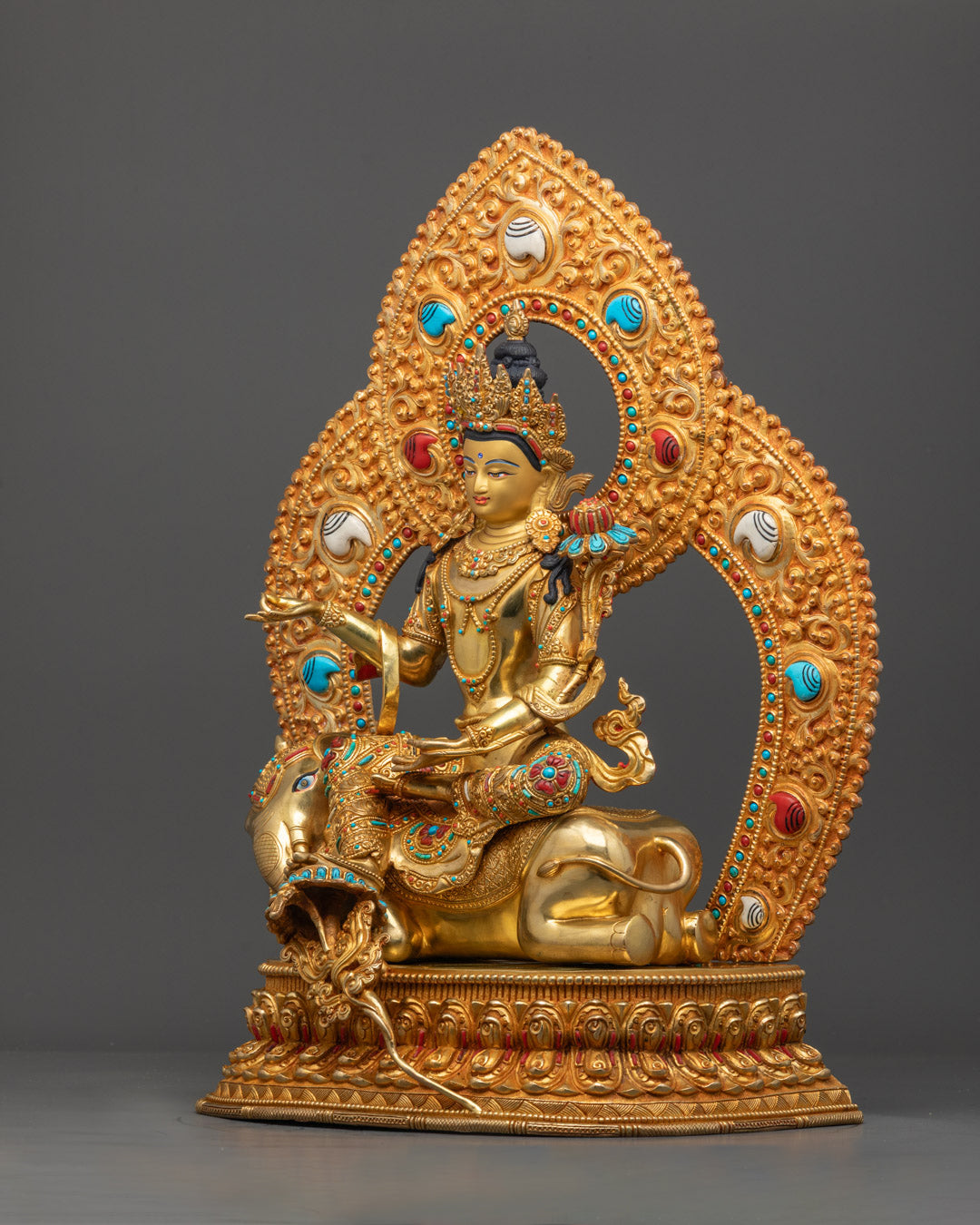 Samantabhadra Statue, gilded with 24k gold and handcrafted by skilled Nepali artisans using the ancient lost-wax casting method.