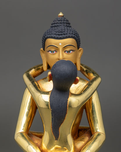 Samantabhadra Yab-Yum Statue close-up showing gold-painted faces and details