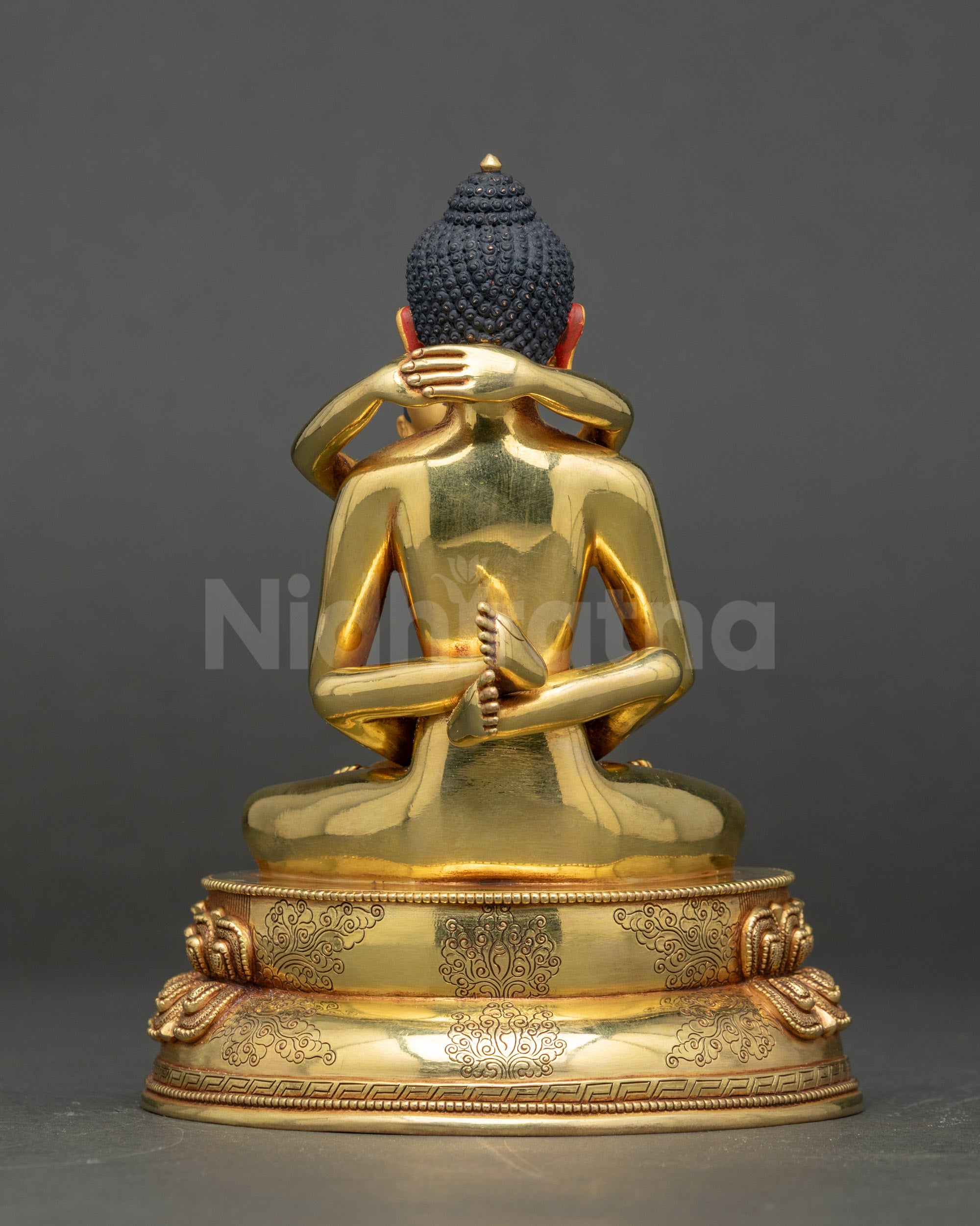 Samantabhadra Yab-Yum back lotus pedestal floral carvings Tibetan sculpture