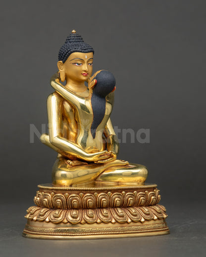 Samantabhadra Yab-Yum right side view gold fire-gilded copper sculpture