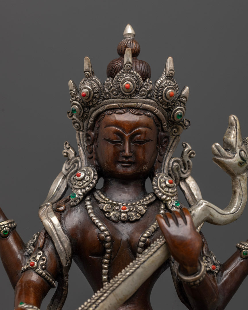 Hindu Goddess Saraswati Statue | Oxidized Copper Statue