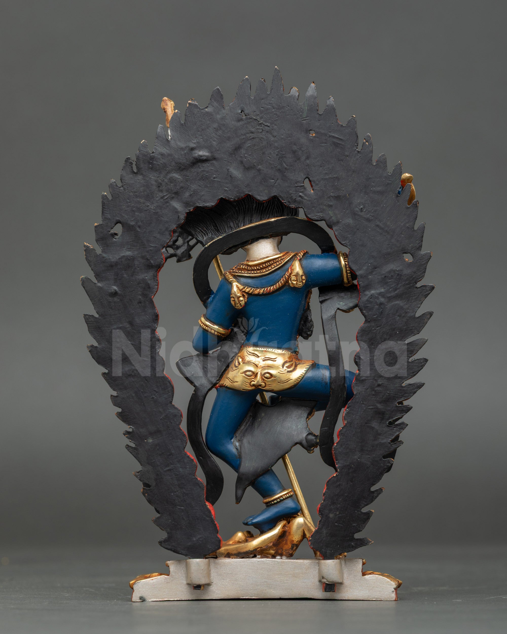 Senge Dongma Statue back view | Detailed halo and lotus base craftsmanship