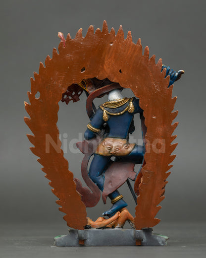 Senge Dongma Statue back view | Detailed halo and lotus base craftsmanship