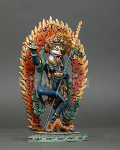 Senge Dongma Statue right side view | Nepalese Lion Goddess figurine