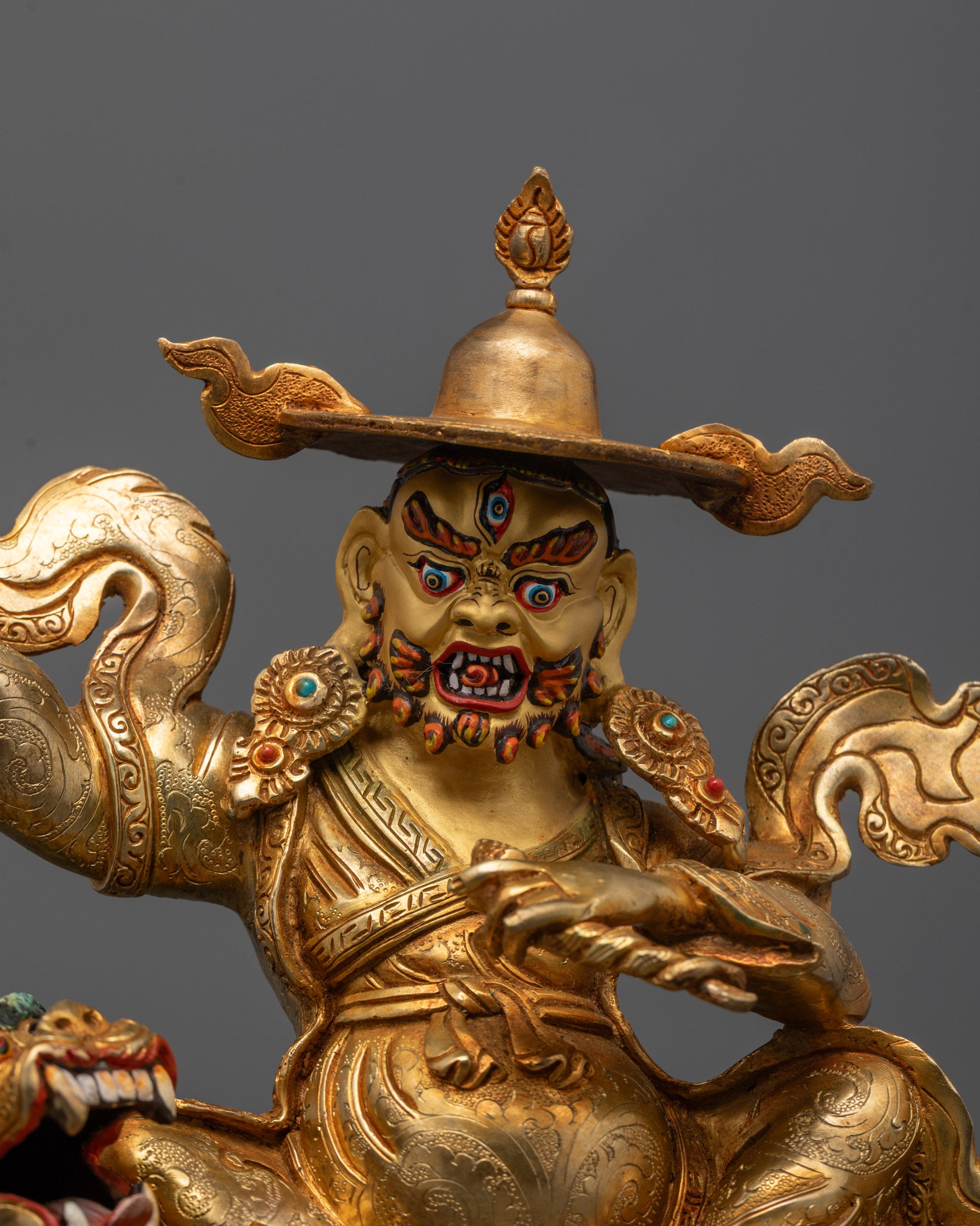 Rahula Statue Set | 24K Gold Gilded Copper Buddhist Deities