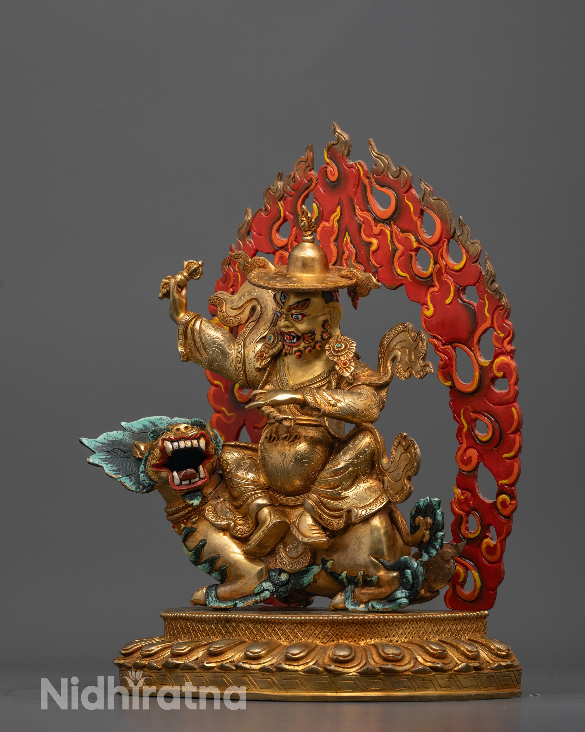 Rahula Statue Set | 24K Gold Gilded Copper Buddhist Deities