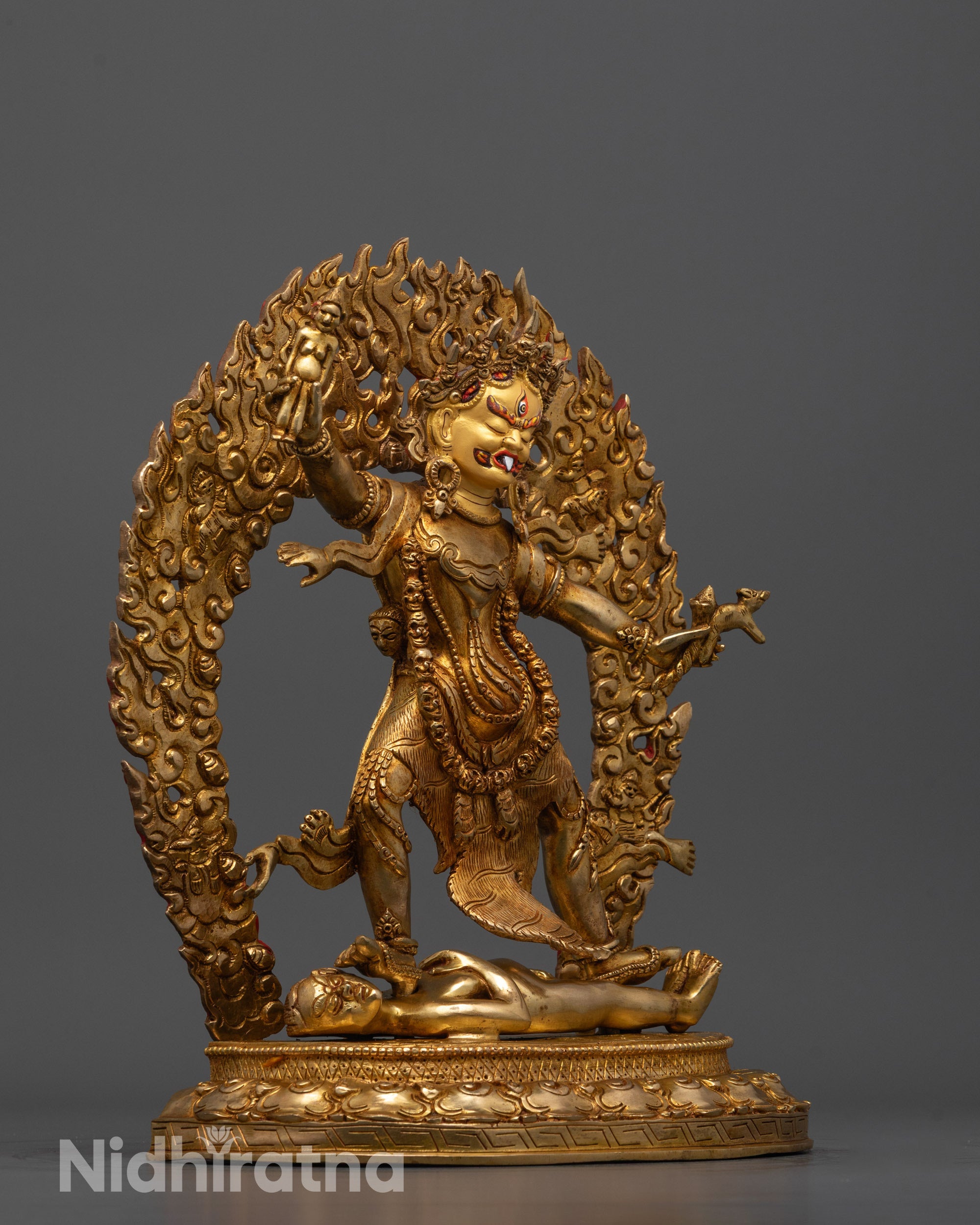Rahula Statue Set | 24K Gold Gilded Copper Buddhist Deities