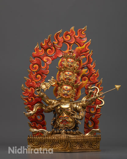 Rahula Statue Set | 24K Gold Gilded Copper Buddhist Deities