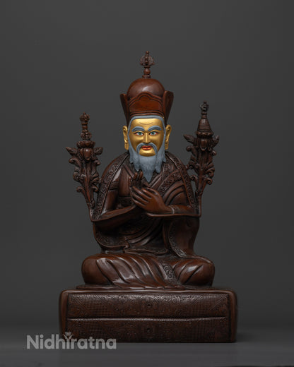 Shabdrung Ngawang Namgyal statue front view oxidized copper Buddhist sculpture Nepal