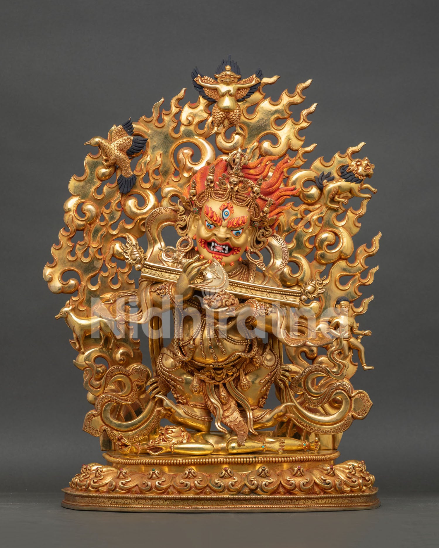 Shakya Mahakala Statue handcrafted copper Buddhist protector deity from Nepal