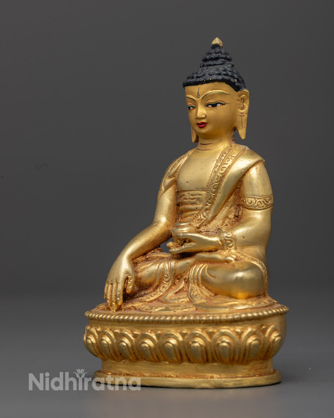 Shakyamuni Buddha Statue | Handcrafted 24K Gold-Plated Copper