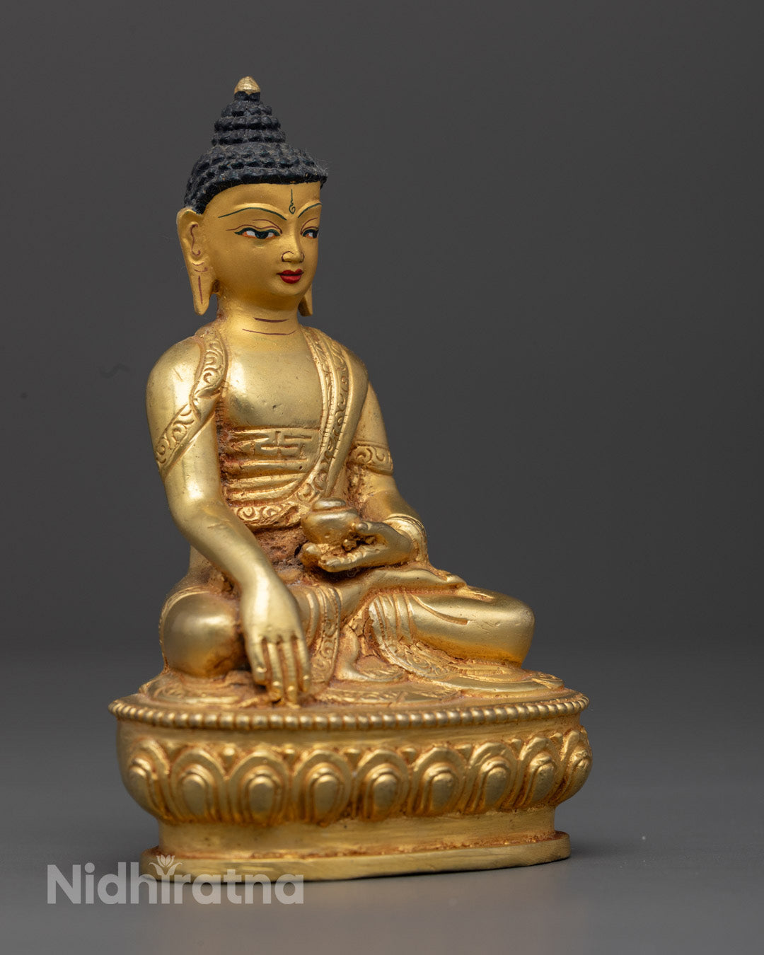 Shakyamuni Buddha Statue | Handcrafted 24K Gold-Plated Copper