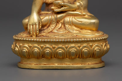 Shakyamuni Buddha Statue | Handcrafted 24K Gold-Plated Copper