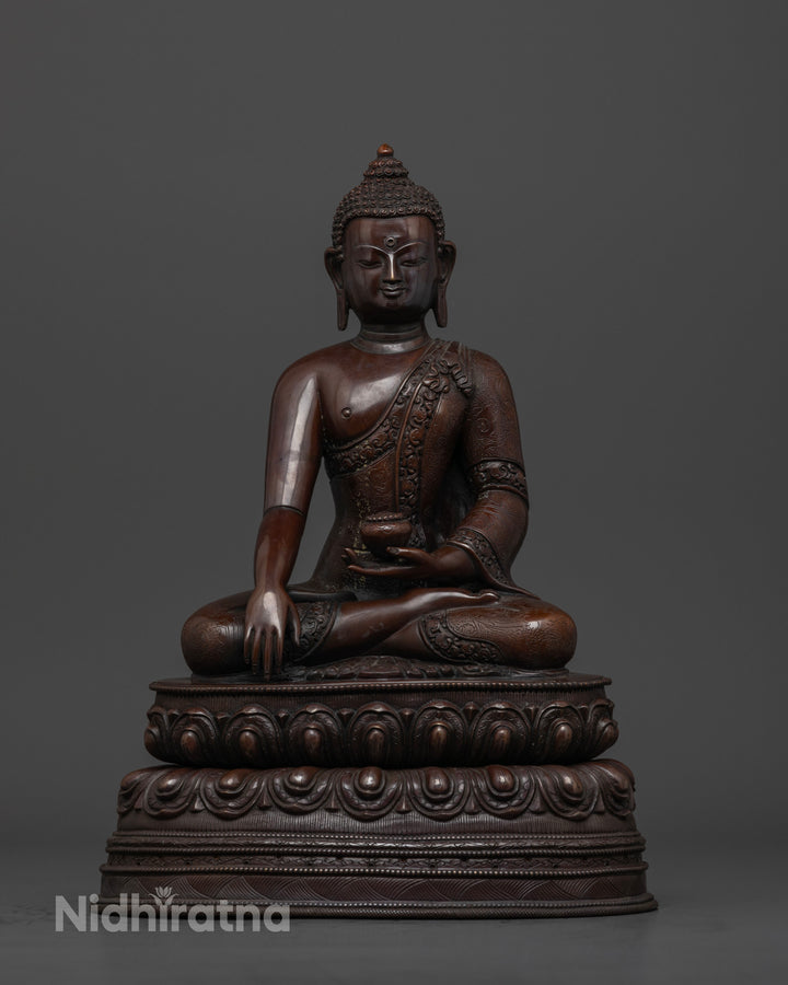 oxidized statue of shakyamuni buddha