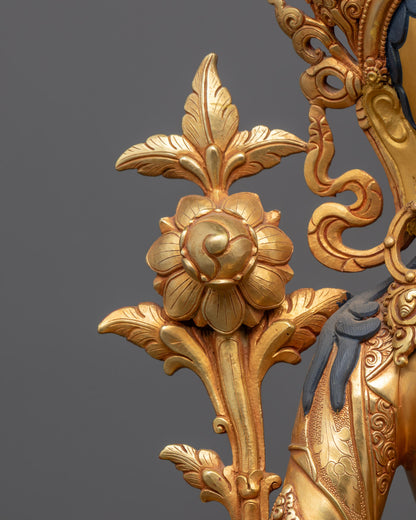 Tibetan Buddhist Green Tara Statue | 24k Fire Gold Gilded