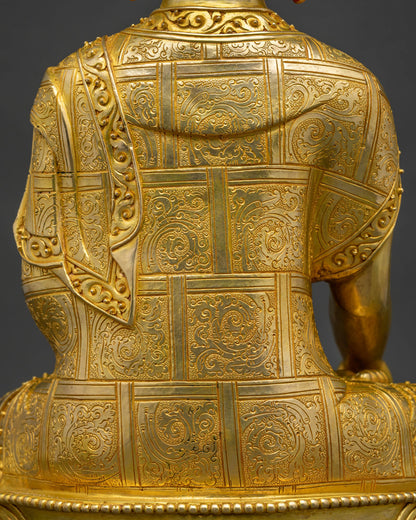 Shakyamuni Buddha Copper Statue | 24K Gold Fire-Gilded Sculpture