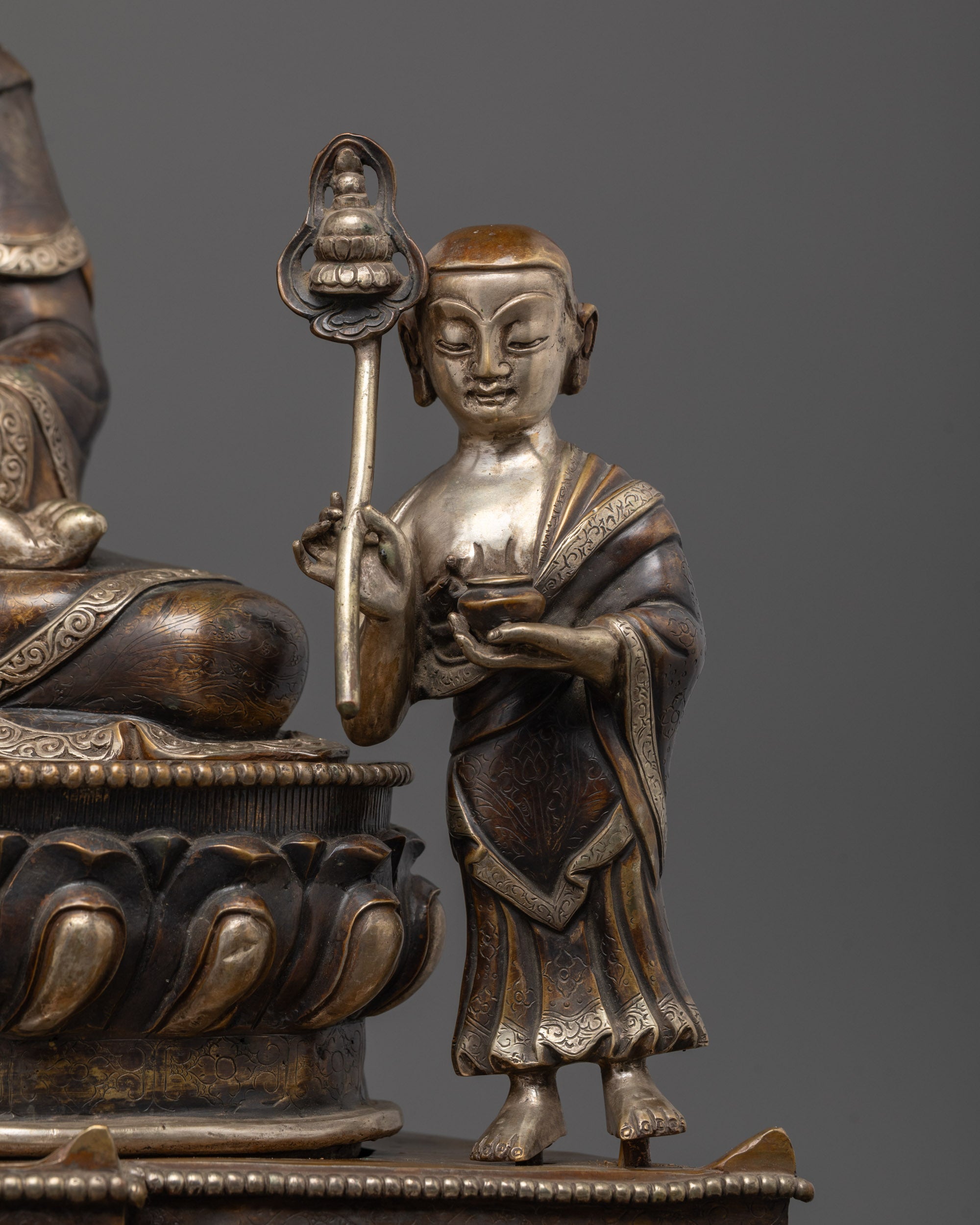 Shakyamuni Buddha with two Disciples Statue