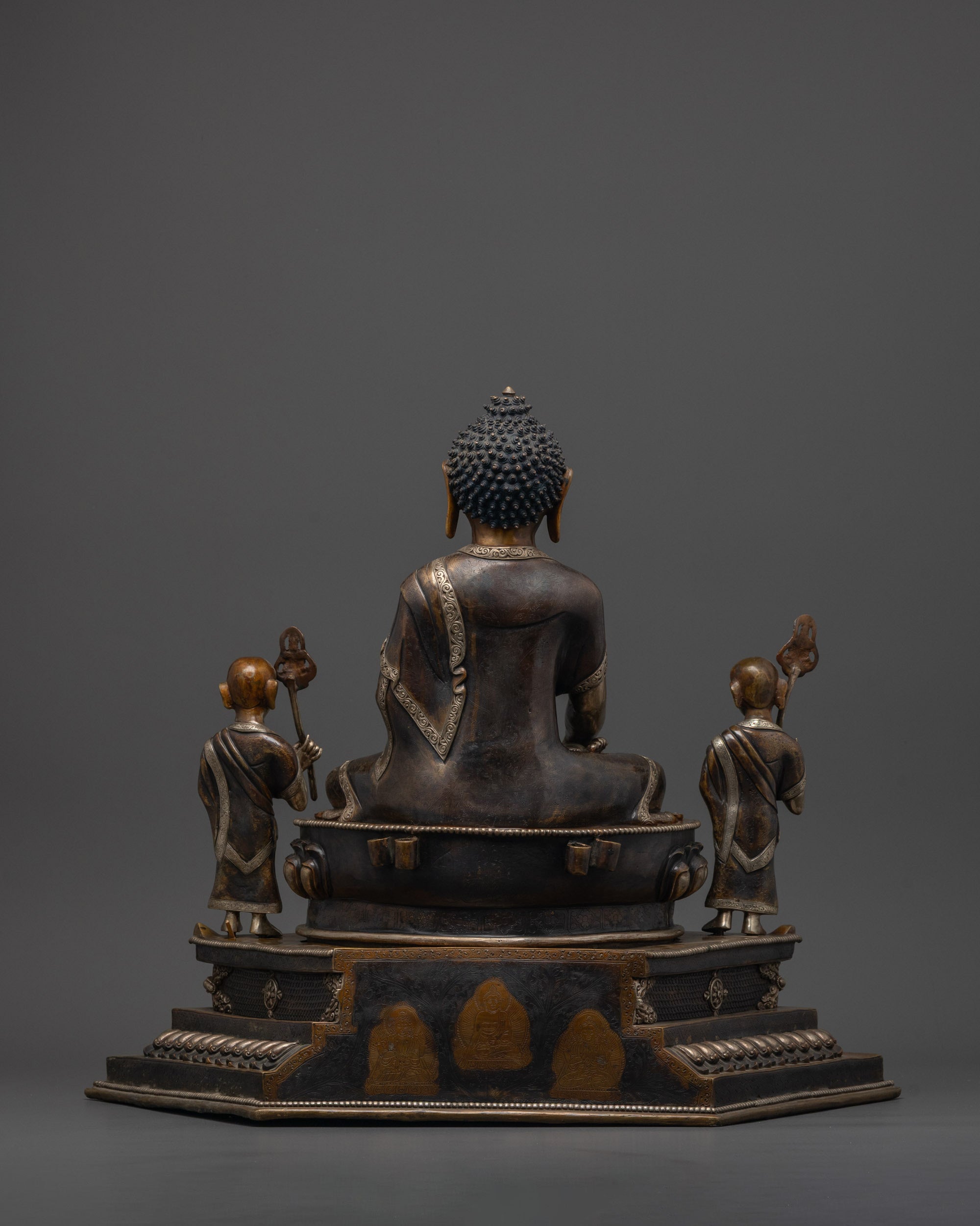 Shakyamuni Buddha with two Disciples Statue