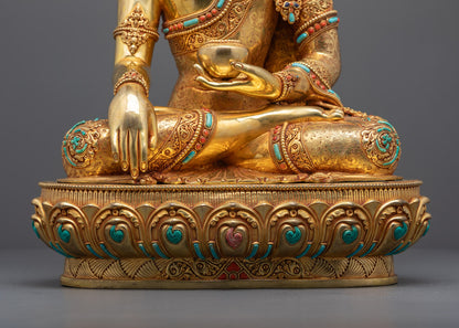 Tibetan Crown Shakyamuni Buddha Statue | Authentic Nepalese Copper