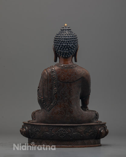 Oxidized Shakyamuni Buddha Sculpture | Himalayan Arts Nepal