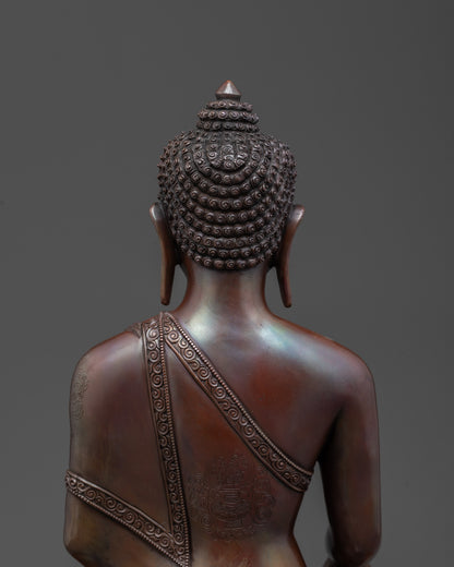 Oxidized Copper Shakyamuni Buddha Statue | Historical Buddha