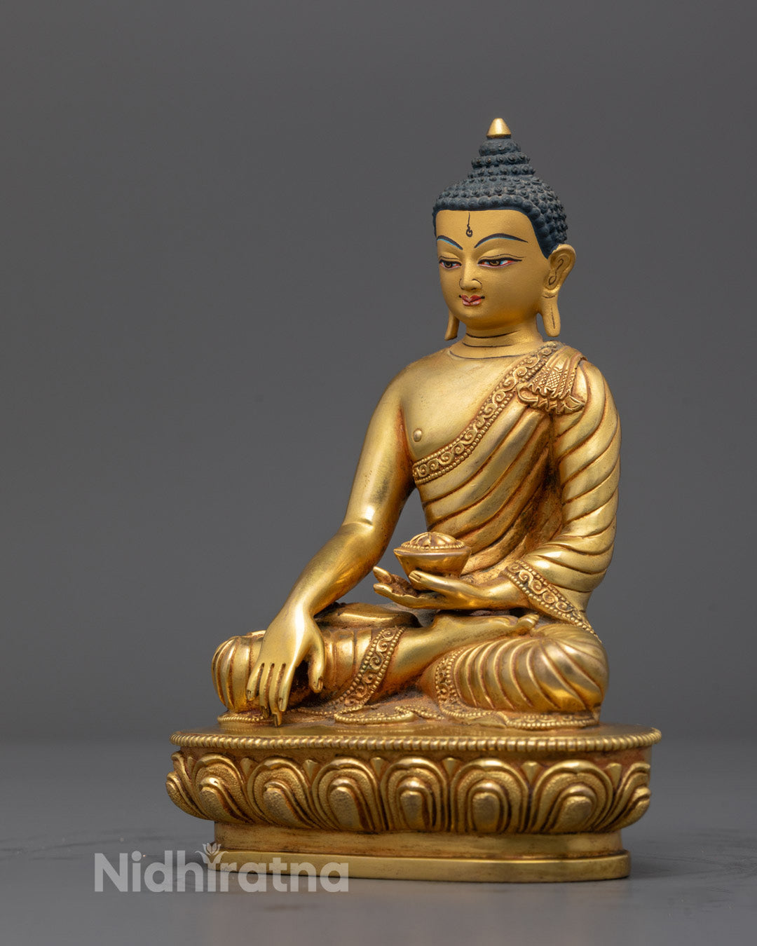 Shakyamuni Buddha Sculpture | 24k Gold Gilded Statue