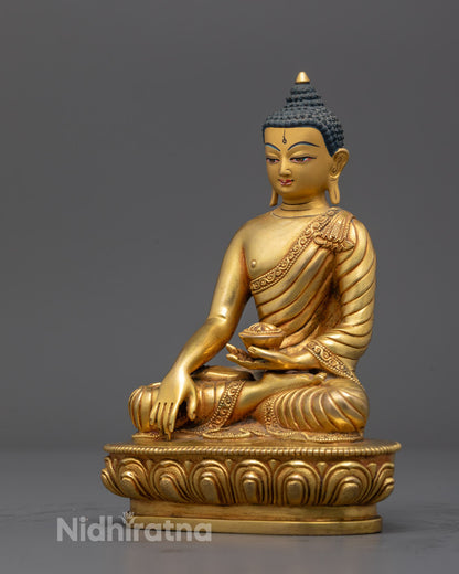 Shakyamuni Buddha Sculpture | 24k Gold Gilded Statue