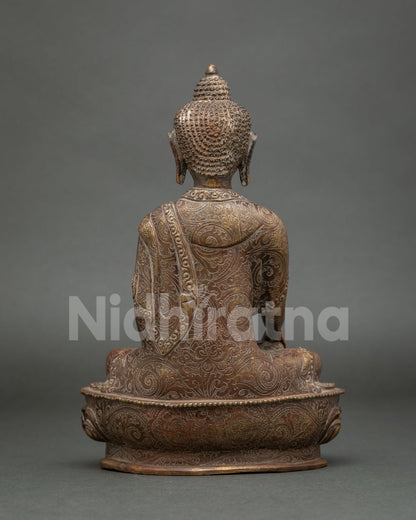 Shakyamuni Buddha Statue | Oxidized Copper Historical Buddha from Nepal