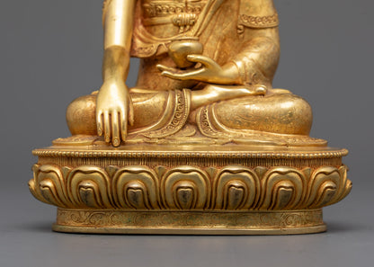 Shakyamuni Buddha Statue for Serenity | 24k Gold-Gilded Sculpture