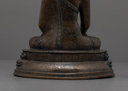 Oxidized Copper Shakyamuni Buddha Statue | Artisan-Crafted from Nepal