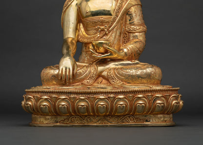 Golden Shakyamuni Buddha | Historical Buddha Meditation Sculpture