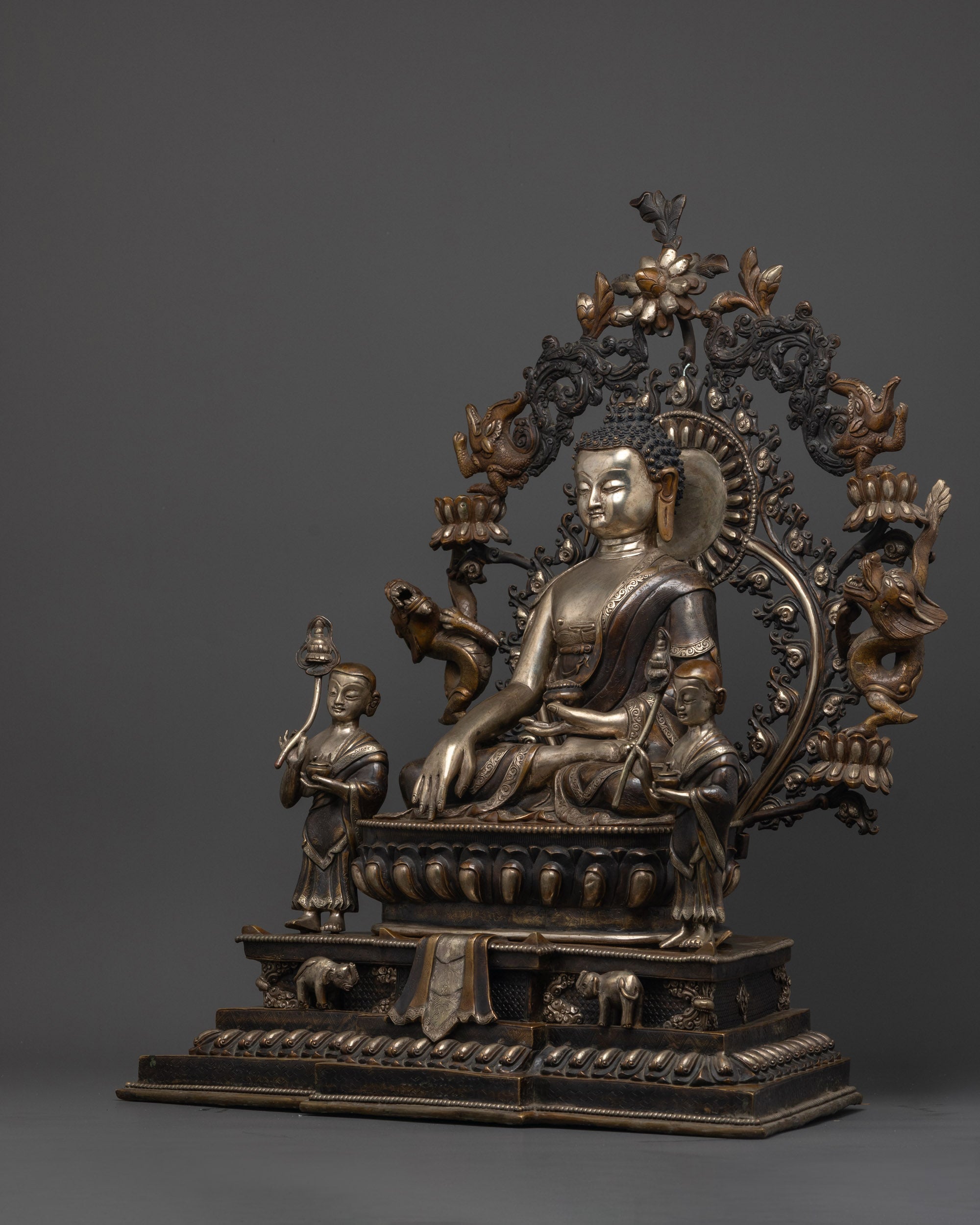 Shakyamuni Buddha with two Disciples Statue