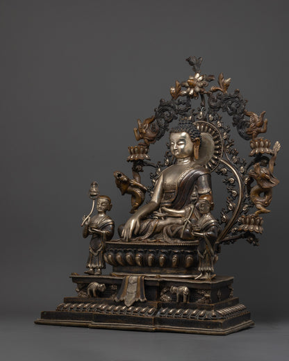 Shakyamuni Buddha with two Disciples Statue