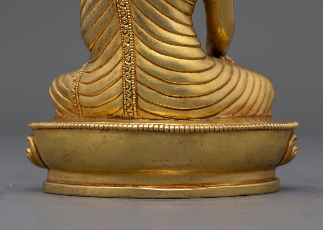 Shakyamuni Buddha Sculpture | 24k Gold Gilded Statue