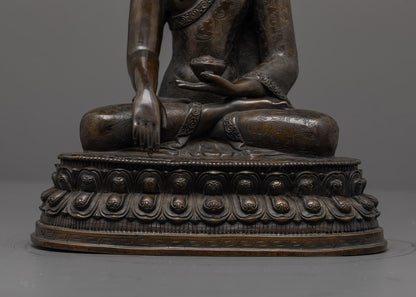 Oxidized Copper Shakyamuni Buddha Statue | Artisan-Crafted from Nepal