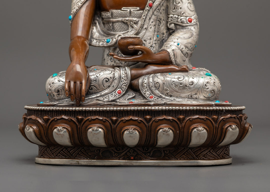 Elegant Oxidized Shakyamuni Buddha Sculpture | Divine Home Altar Piece