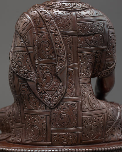 Traditional Gautama Shakyamuni Buddha Sculpture | Oxidized Copper Art