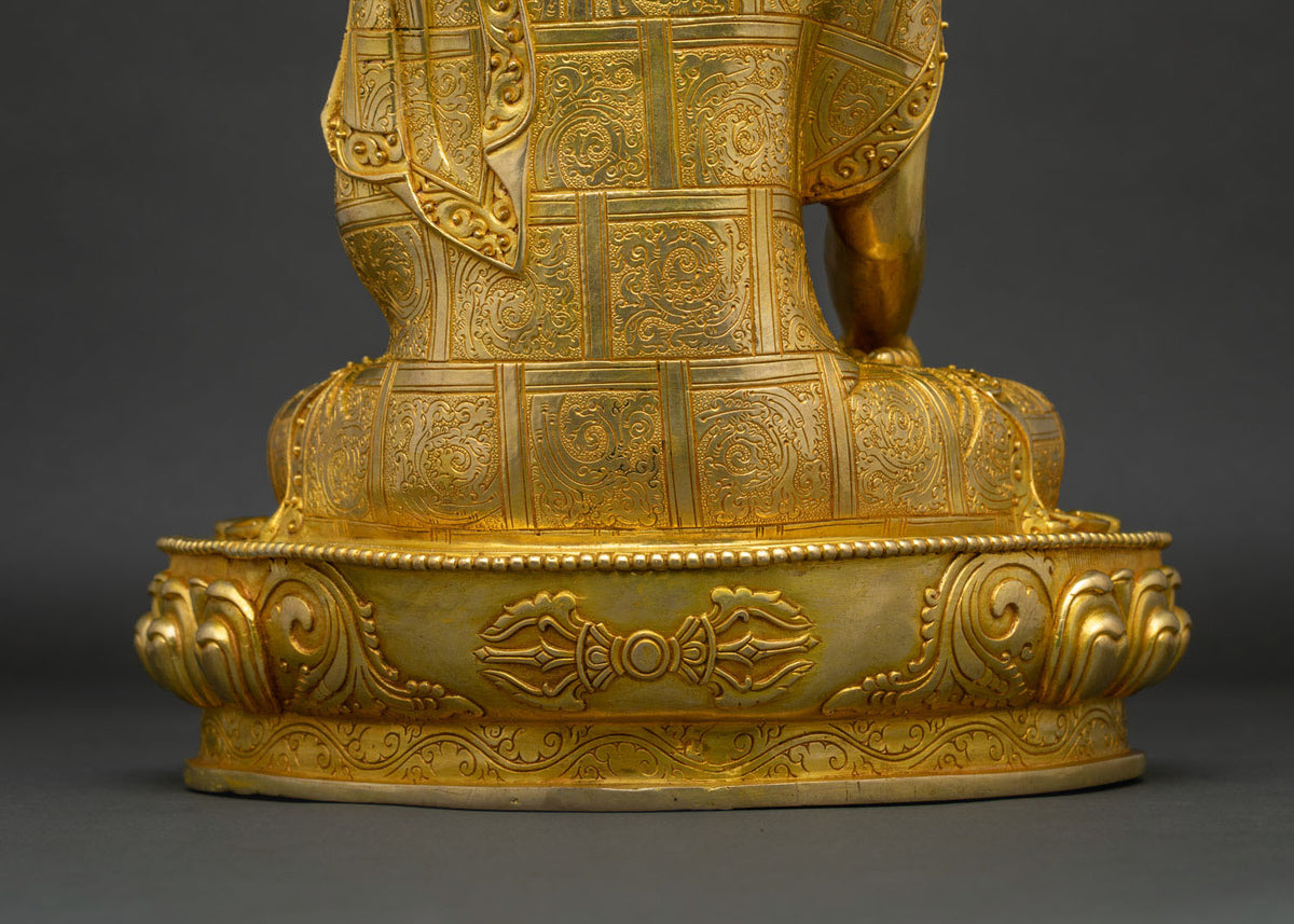 Shakyamuni Buddha Copper Statue | 24K Gold Fire-Gilded Sculpture