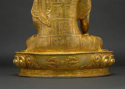 Shakyamuni Buddha Copper Statue | 24K Gold Fire-Gilded Sculpture