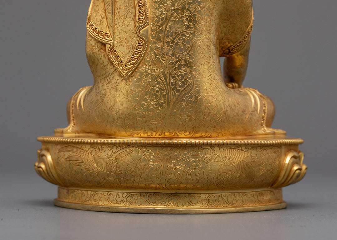 Shakyamuni Buddha Statue for Serenity | 24k Gold-Gilded Sculpture
