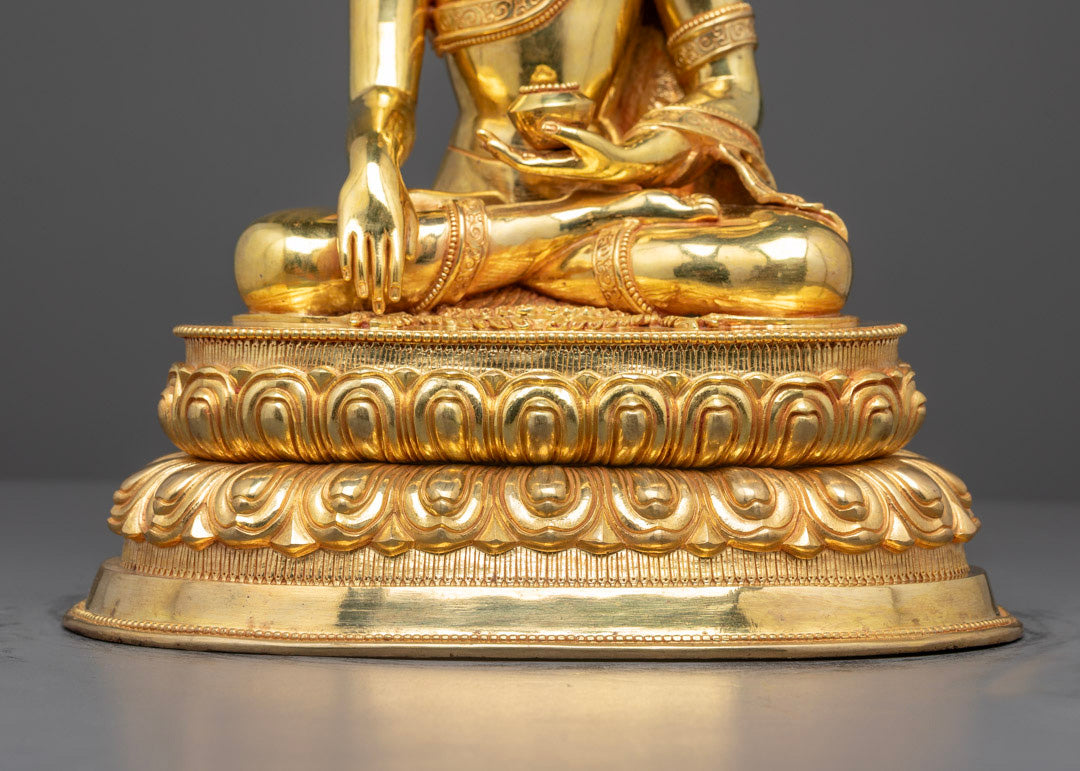 Hand-Carved Buddha Statue | 24k Gold Gilded Copper | Made in Nepal