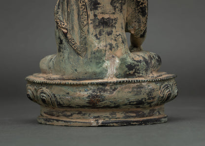 Shakyamuni Buddha Statue – Antique-Finish Oxidized Copper Figurine