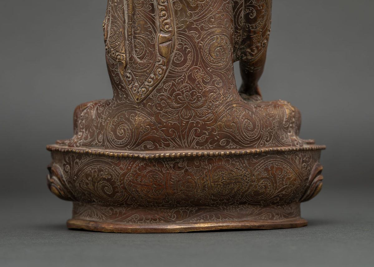 Shakyamuni Buddha Statue | Oxidized Copper Historical Buddha from Nepal